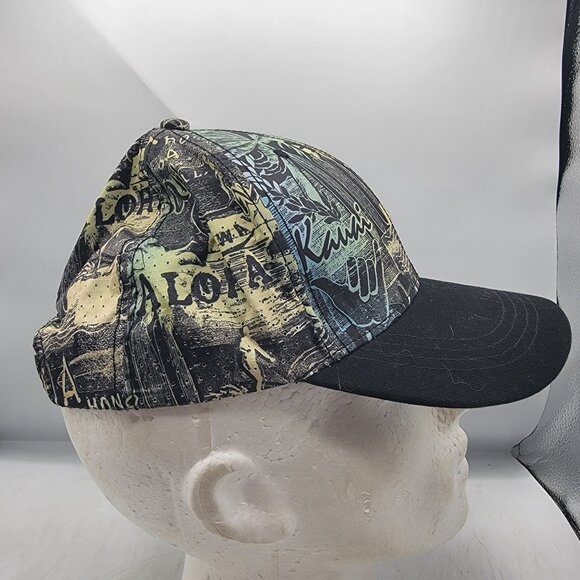 Island Crew Hawaii Adults Snapback Cap With Hawaiian Print Black Visor - Picture 4 of 10